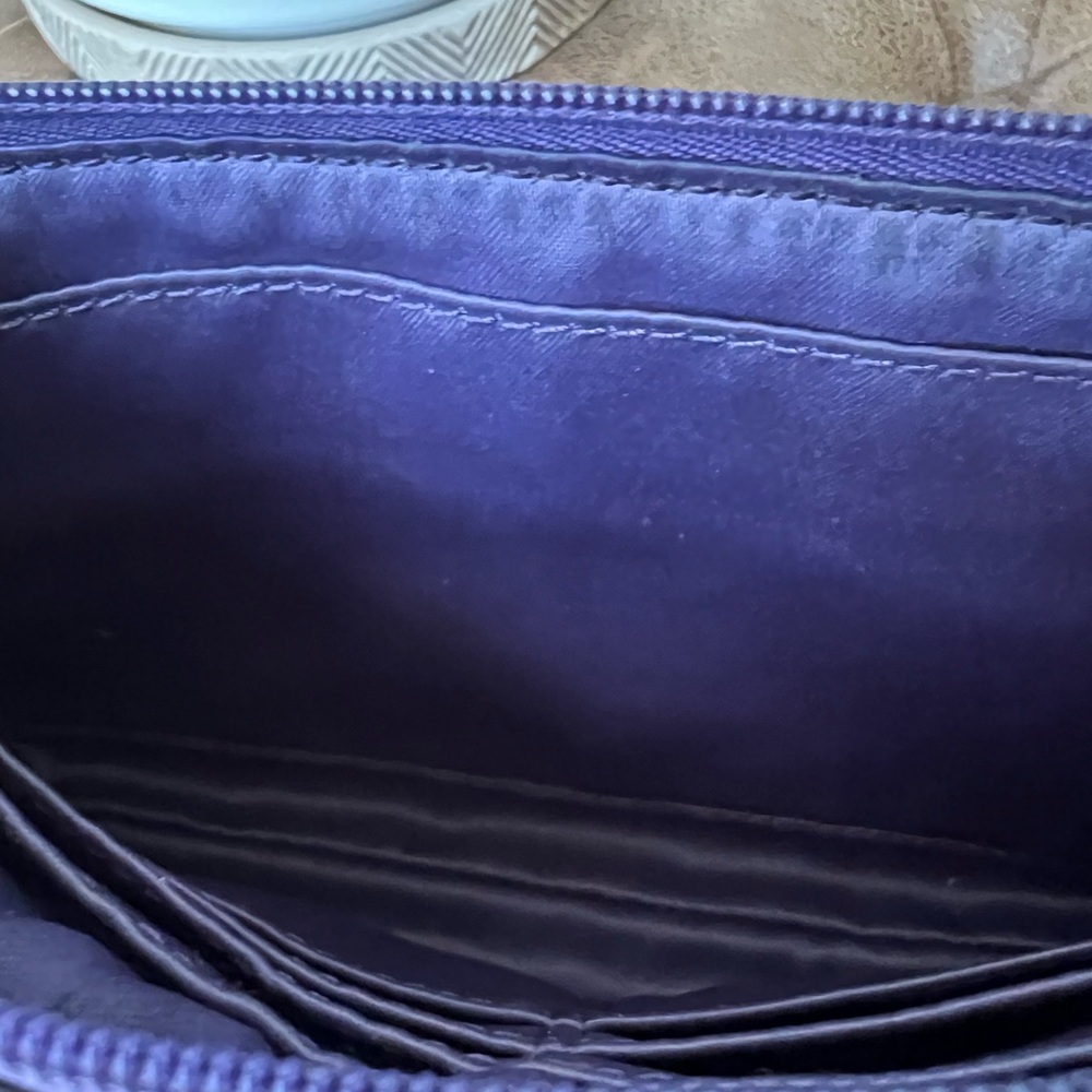 Coach Peyton Signature Wristlet Zipper Go Go Wallet with Purple Trim-  F49965 - Picture 11 of 12